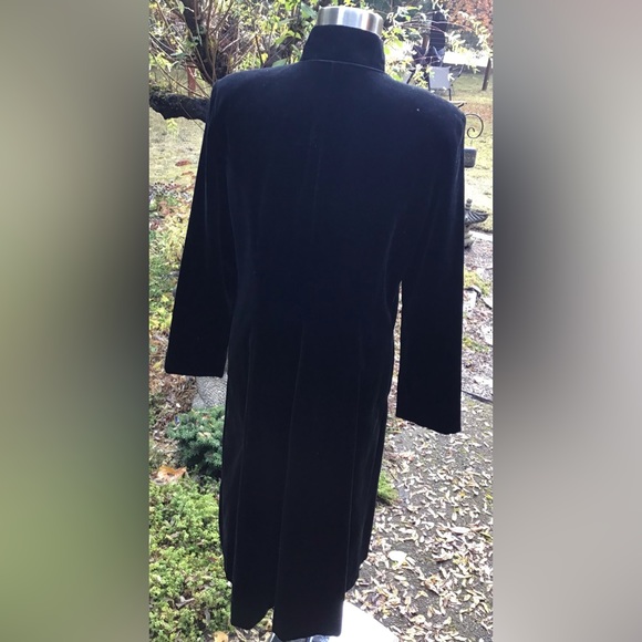JS Collections Retro Duster Velvet Button Front Coat - Picture 4 of 8